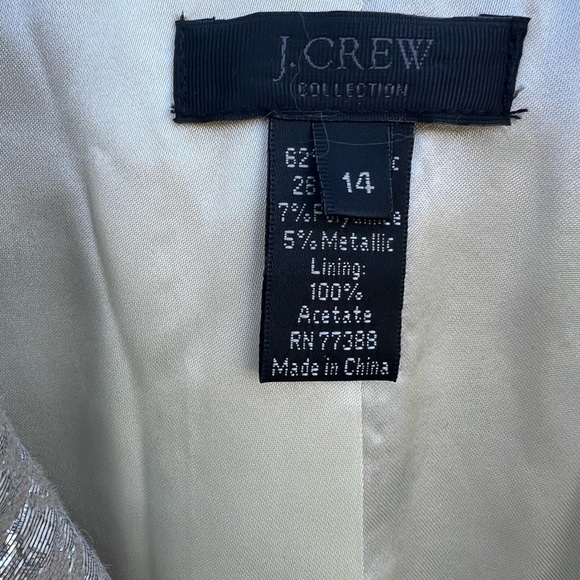 J Crew Collection Silver Metallic Brocade Jacket Size 14 - Picture 3 of 3